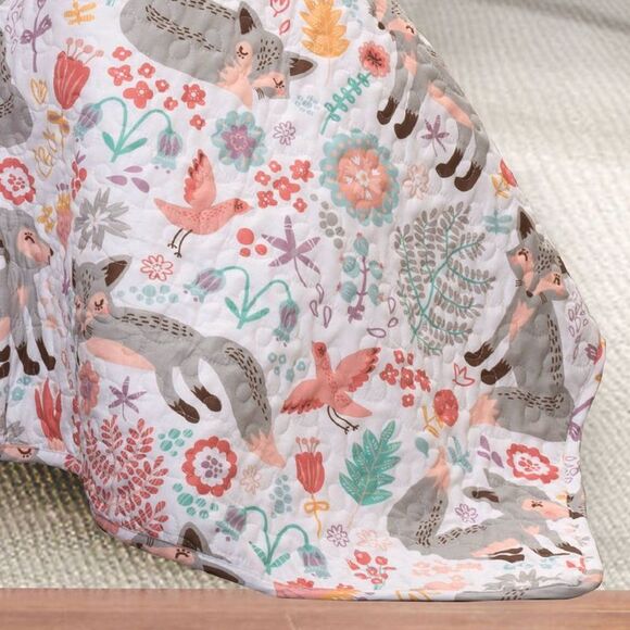 Lush Decor - 3pc Twin Kids' Pixie Fox Reversible Quilt Set with Gray/Pink - Picture 3 of 4